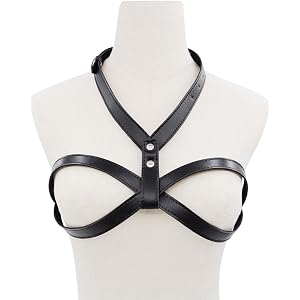 YOOJIA Lingerie Couple Foreplay Bra Adjustable Leather Corset Bedroom Toys Nipple Clamps Sensual Wear