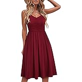 YATHON Casual Dresses for Women Sleeveless Cotton Summer Beach Dress A Line Spaghetti Strap Sundresses with Pockets