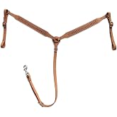 Leatherride Leather Western Breast Collar for Horse Riding Adjustable &amp; Comfortable Equestrian Tack Durable Saddle Strap for Roping &amp; Ranch Work (Tan)