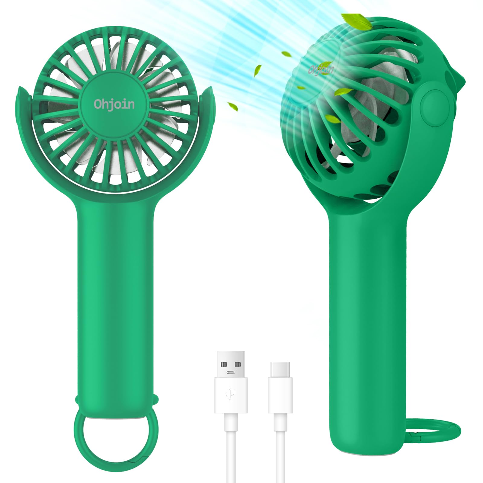 Photo 1 of Ohjoin 2 IN 1 Portable Mini Handheld Fan with Keychain Stand, Personal Powerful Cooling Fan, Small Battery Operated Table Fan, Quiet Hand Fan, USB Rechargeable, Birthday Gifts for Women Mom (Green)