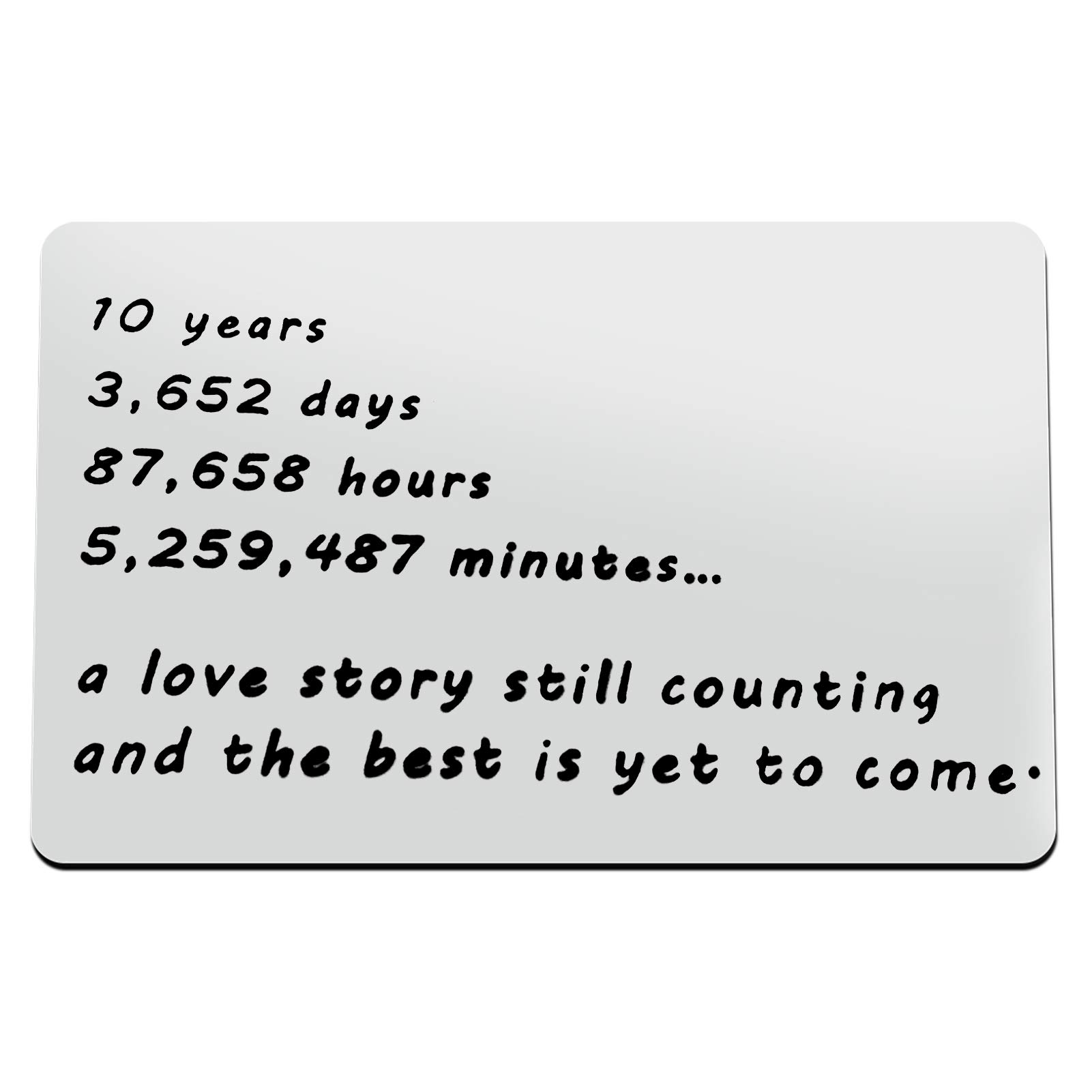 Engraved Wallet Card Insert 10 Year 10th yr Wedding Anniversary Wallet Card Gifts for Him Men Boyfriend Husband Gift from Wife Girlfriend Anniversary Card Birthday Gifts Deployment Gifts