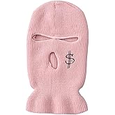 Ski Mask 3 Hole Warm Knit Balaclava Winter Full Face Mask Cover Men Women Embroidery Balaclava for Outdoor Sports