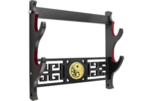 Ekkhysis Taichi Sword Wall Mount Velvet Padded Hook Katana Holder Display Hanger for Lightsaber,Cosplay Blade Tanjirou Demon Slayer Weapon Stand (2-Tier)