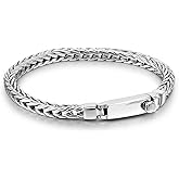 H&Beautimer Men's 925 Sterling Silver Bracelet Solid 4MM Chopper Chain Bracelet Hip Hop Party Jewelry Silver Chain 7-7.5-8-8.5-9'' Birthday Gift