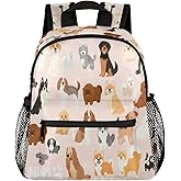 cfpolar Dogs Backpack for Kids, Cute Dogs Pink Lightweight Waterproof Toddler Backpacks for Boys Girls, Perfect for Preschool Nursery Kindergarten with Chest Strap for School Travel Sports