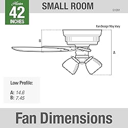 Hunter Fan Company, 51090, 42 inch Builder Snow