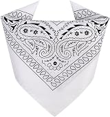 Aomig Bandana Head Scarf Men Women Paisley Print Multi-purpose Headwrap White view 8