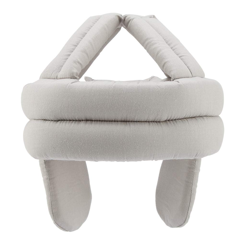 Soft Ear Fall prevention Elder Protective Hat Head Cap Safety Helmet for Old Man (Gray)