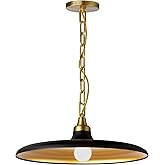 Quentin 1 Light Pendant - 18" - Matte Black/Gold Shade