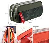 YONZONE Large Pencil Case 3 Compartments Green, 8.9x3.9x2.4 inch, Durable view 2