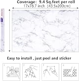 Arthome Marble Contact Paper 43.5cmx200cm Self Adhesive Wallpaper White Granite view 7