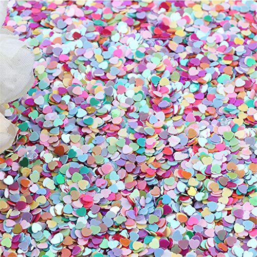 100g Iridescent Heart Shaped Confetti Glitter Sequins Flat PVC Star Mini Paillettes for Scrapbook Embellishment Cardmaking Jewelry Making Nail Manicure Wedding Birthday Party Decorartions (Multi)