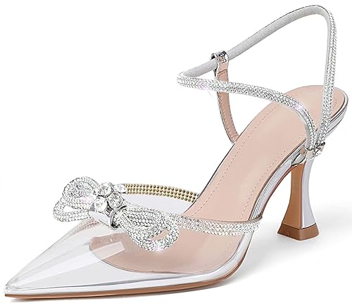 Susanny Women's High Heels Clear Closed Toe Strappy Heels Sexy