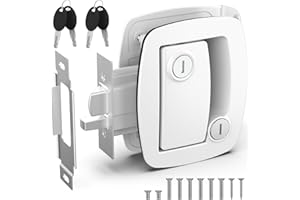 BEBOBLY RV Door Lock Replacement, Aluminum Alloy Upgraded Lighter RV Door Latch with Paddle Deadbolt & 4 Keys, 100% Metal Camper Door Locks, RV Entry Door Lock for Travel Trailers Cargo Hauler, White