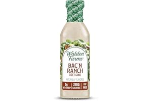 Walden Farms Bac’n Ranch Dressing – Low Carb, Calorie-Free, Gluten-Free, Keto-Friendly, Sugar-Free, Fat-Free, Dairy-Free Smoky Bacon Ranch Flavor – 12 oz Bottle