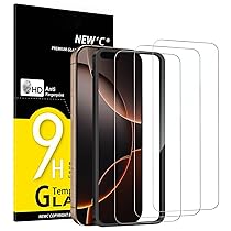 NEW’C 3 Pezzi, Vetro Temperato per iPhone 17, 17 Pro, iPhone 16 Pro (6,3 pollici), Pellicola Prottetiva Anti Graffio – Ultra resistente – Trasparente HD – Strumento di installazione facile incluso