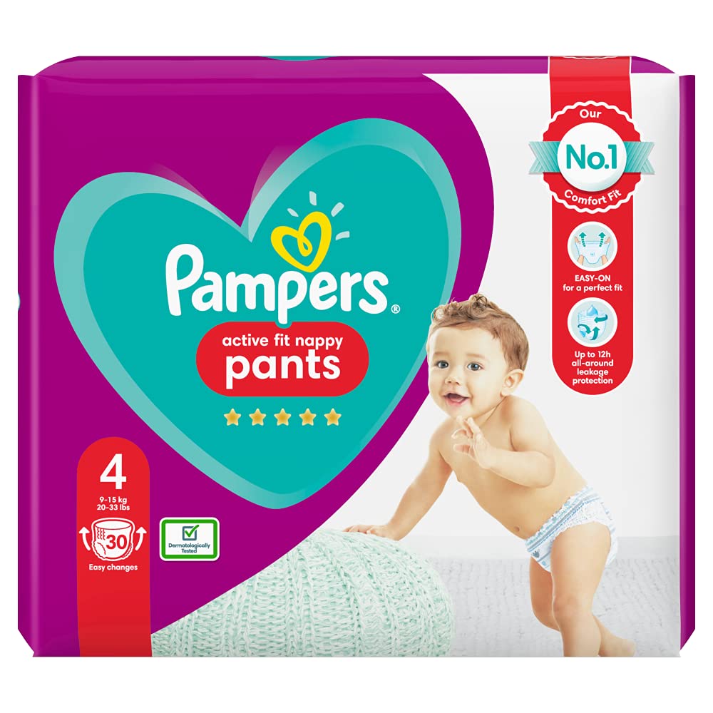 Pampers Active Fit Nappy Pants Size 4, 9-15kg, 30 Nappies