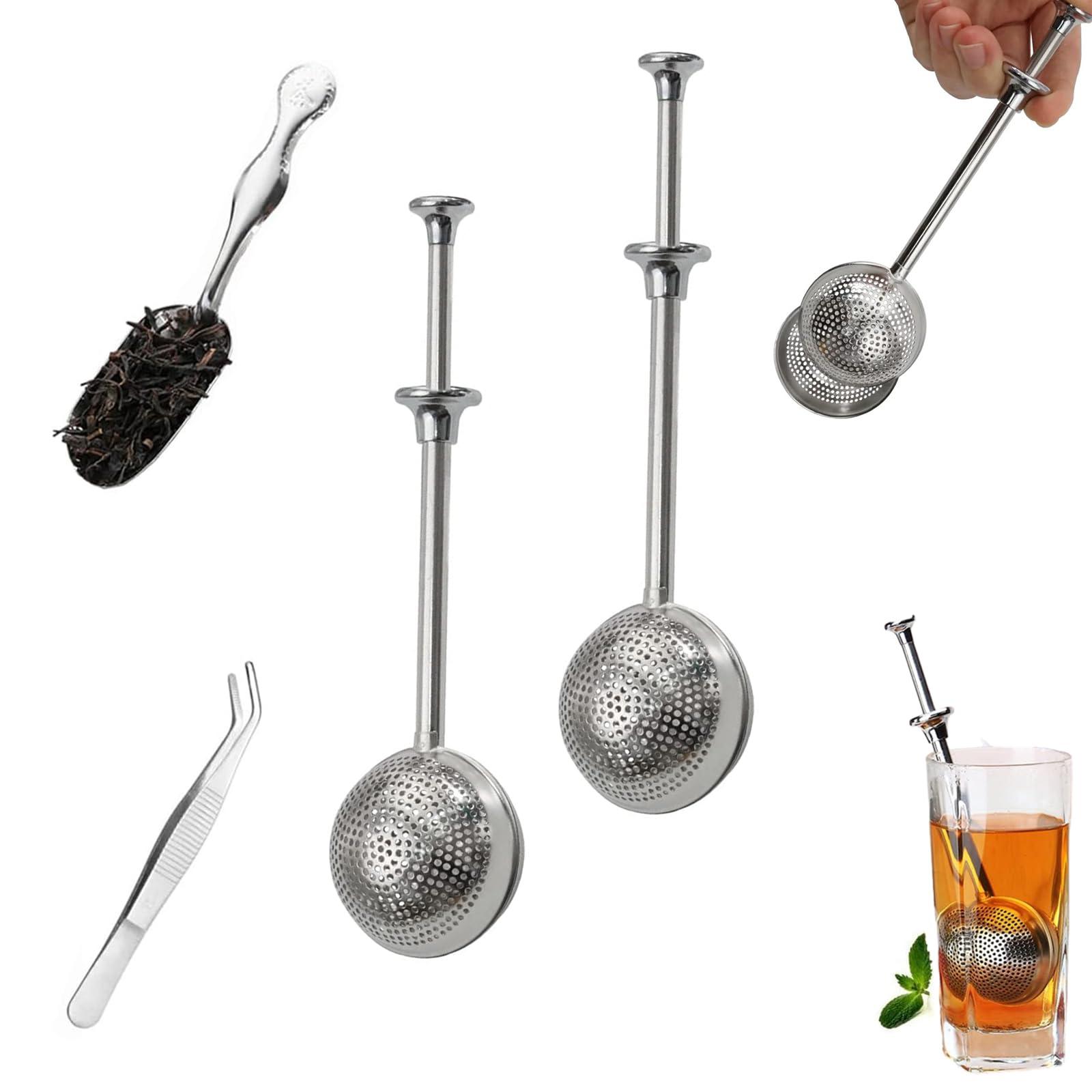 Stainless Steel Tea Strainers, Tea Strainer for Loose Tea, Rose, Coffee, Spices, Tea Filter, Pipe, Tea Parts