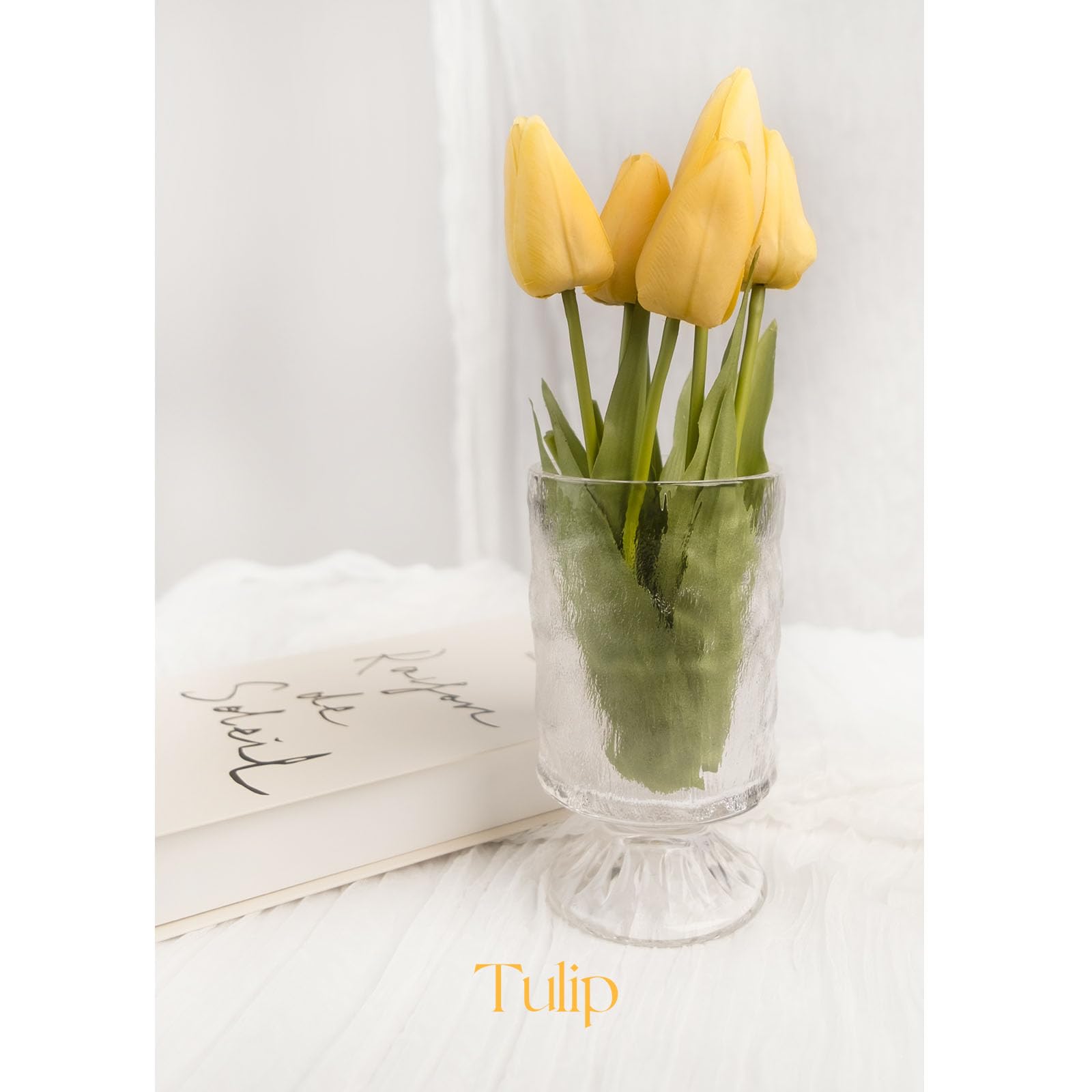 Condition photo showing New/Like New for equspur 18in artificial tulip flowers, 5 pcs realistic soft latex faux tulips with bendable stems fo