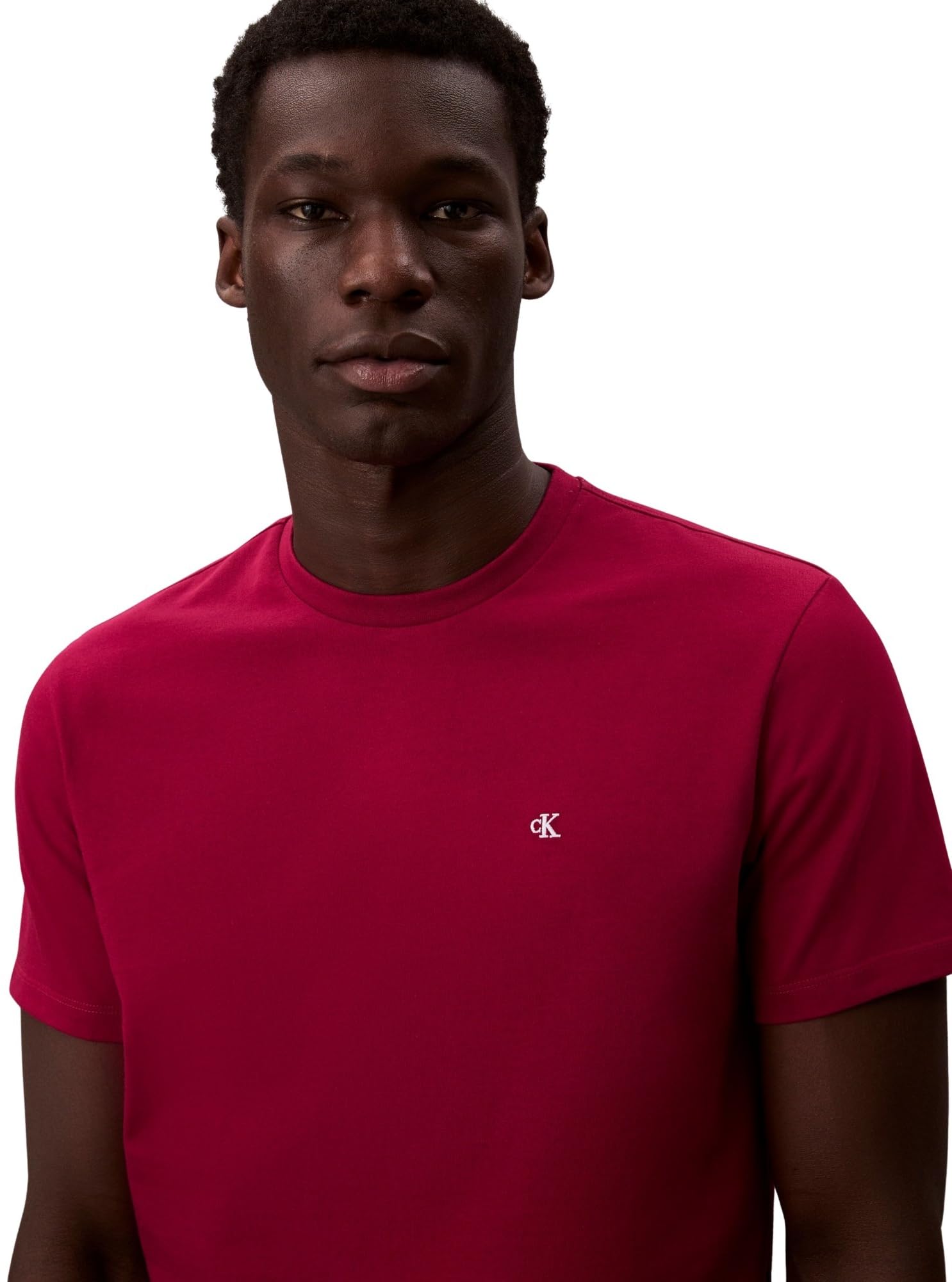 Calvin Klein Herren T-Shirt Kurzarm Classic Monogram Tee mit Rundhalsausschnitt, Rot (Beet Red), L 2
