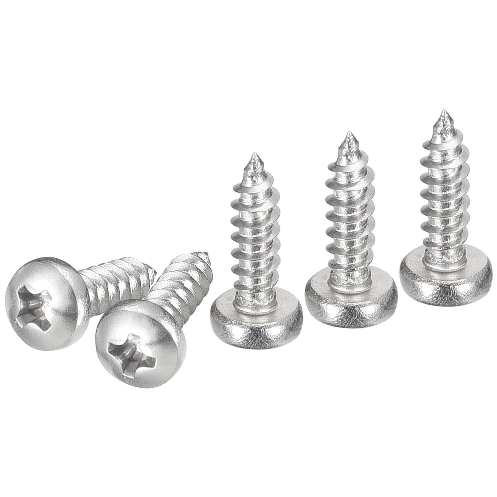 DTGN #4x3/8" Phillips Pan Head Self-tapping Screw - 100Pack - Bright Finish 304 Stainless Steel Sheet Metal Screws Wood Screws — image 1