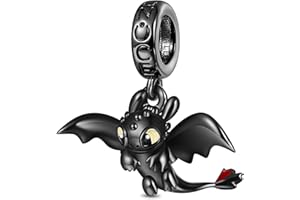 GNOCE How to Train Your Dragon Toothless Flapping Wings Pendant Dangle Charm or Women, S925 Sterling Silver Dangle Charms for Women Wife, Valentine‘s Day, Mother’s Day Jewelry (Toothless)