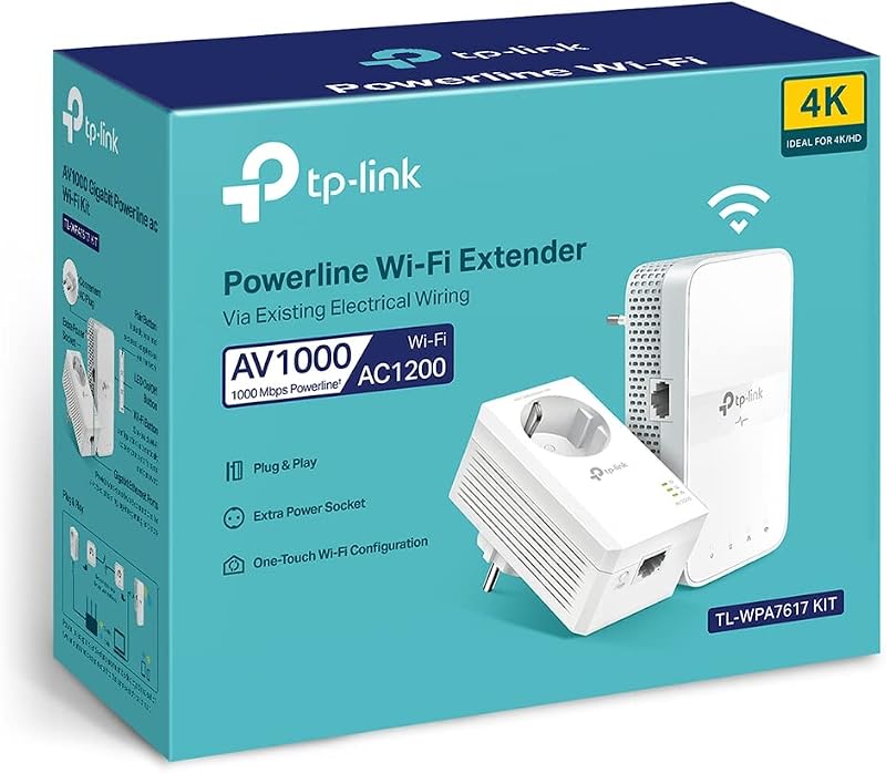 TL-WPA7617 Kit - Powerline WiFi AC1200 AV1000, Plug & Play