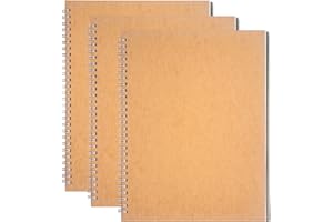 DSTELIN 10 inch x 7.5 inch, 100GSM, Blank Spiral Notebook, 3-Pack, Soft Cover, Sketch book, 100 Pages / 50 Sheets, with writing backboard, (Brown)