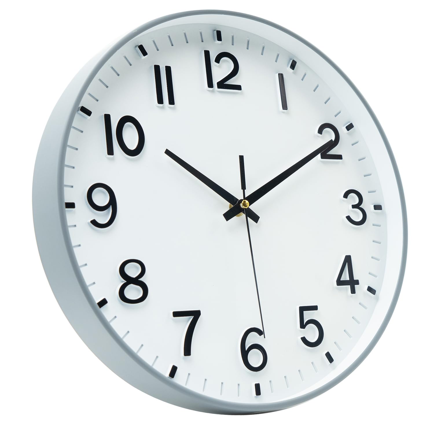 HZDHCLH Wall Clock 12 Inch Silent Non Ticking Clock for Living Room Bedroom Kitchen Office (Gray frame)