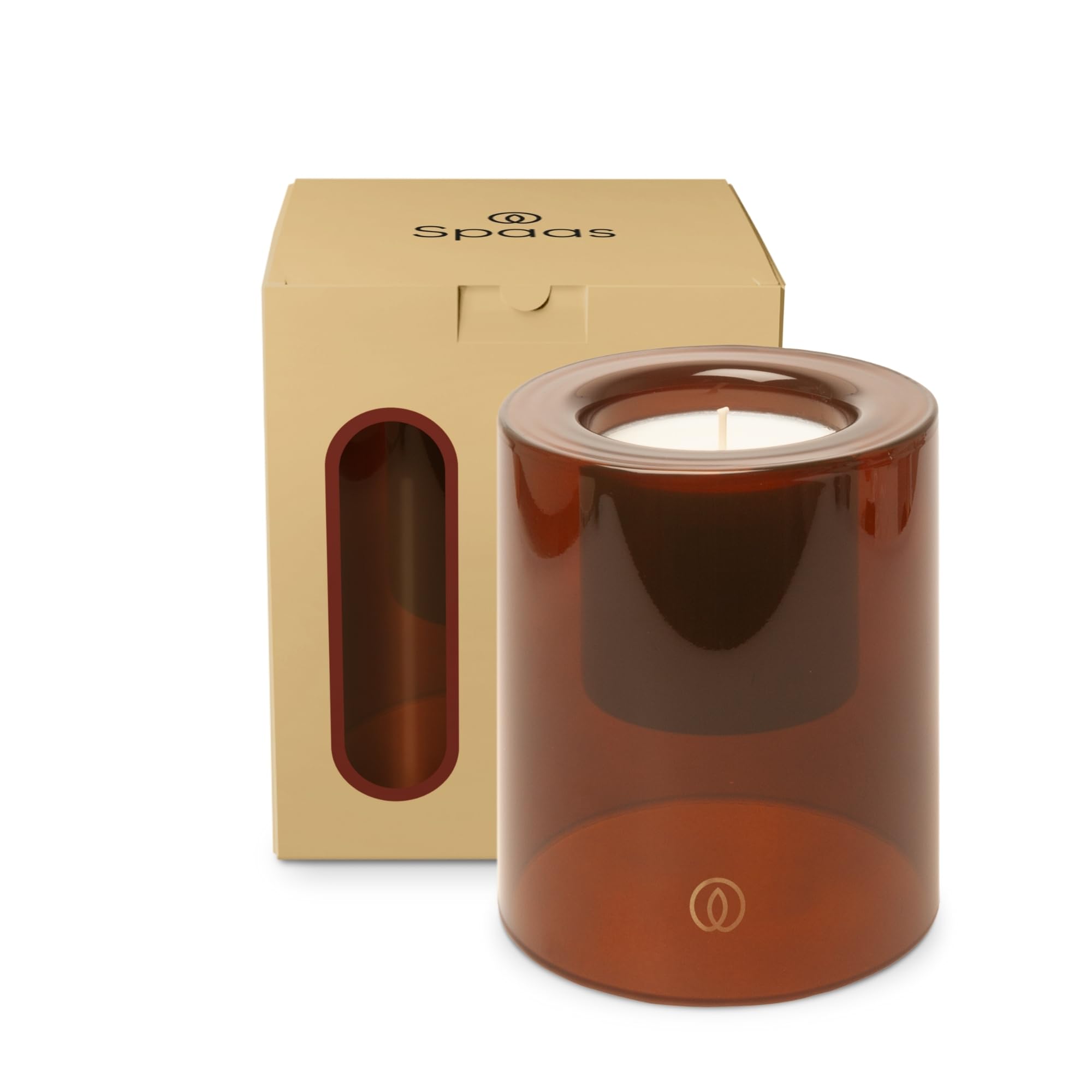 Spaas Delight Scented Candle Large 40h, Sunset Spark, Ivory in Smoked Brown Glass