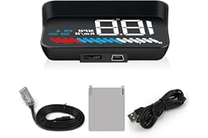 SHELITA Speedometer Heads Up Display Car HUD, OBD GPS Dual System Function of Speed, Water Temperature, Voltage, Satellite Numbers, Driving Distance, etc for All Cars