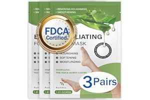 BERLANEY 【FDCA Certified】 Foot Peel Mask - Pro Callus Remover with Aloe Vera Extract for Rough Cracked Dry Feet-Dead Skin Remove, 3Pairs