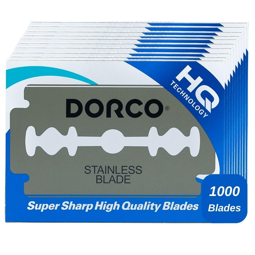 Dorco ST300 Platinum Extra Double Edge Razor Blades 1000 Count, Premium Stainless Steel Shaving Blades, Super Sharp for Smooth, Precise Shave, Stocking Stuffers Image