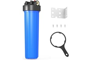 MewMore WHB20 Whole House Water Filter Housing, Fit 20"x4.5" Sediment etc Filters for Well and City Water, Big Filter Blue Pre-Filtration System for Home, 1" NPT Port, Pressure Release