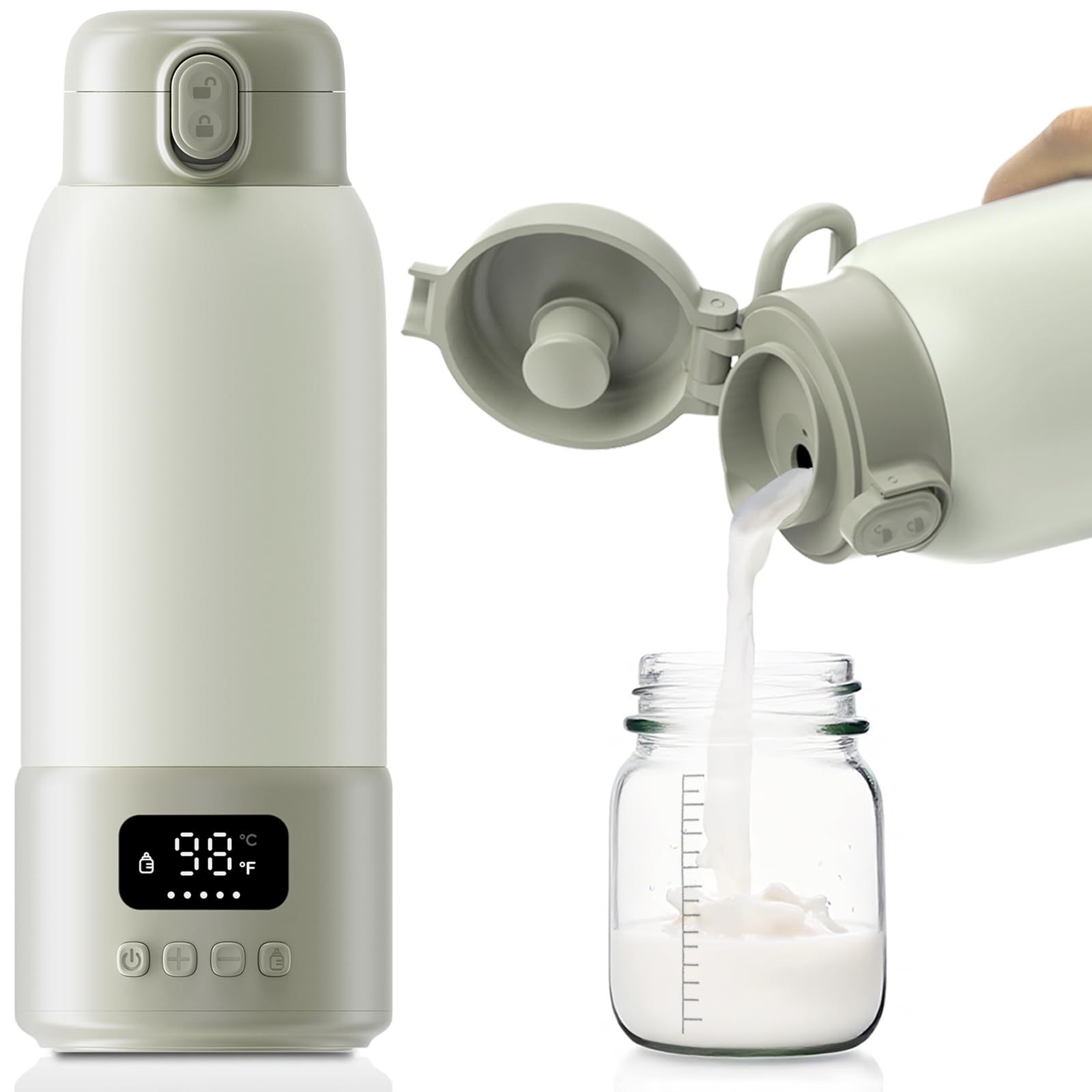 Photo 1 of Visnok Portable Milk Warmer, 17oz Large Capacity Bottle Warmer for Baby, Fast Heating for Breast Milk & Formula & Water, Long Battery Life Portable Bottle Warmer for Travel with Pasteurization