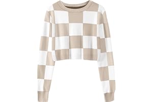 PUTYSENXI Girls Fall Winter Crop Tops 2025 Sweater Teen Fashion School Cute Long Sleeve Colorblock Kids Knit Sweaters Pullover