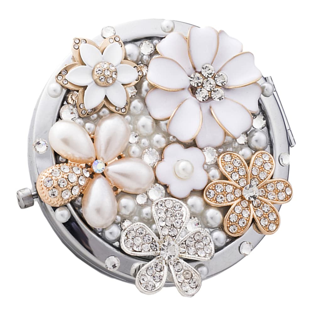 Healifty Decorative Folding Mirror - Exquisite Magnification Travel Compact Portable Mini Makeup Mirror