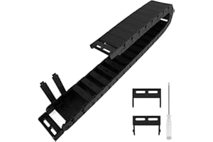 LMioEtool R28/38 15mm x 50mm(Inner H x Inner W) Black Plastic Cable Wire Carrier Drag Chain 1M Length for CNC, with End Connectors - Semi Enclosed Type (Inner side openable)