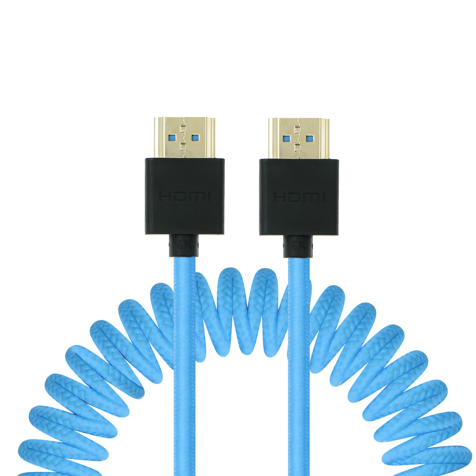 Uonecn 8K HDMI 2.1 Cable Coiled Braided for Sony A7iv, Z-CAM F6, Z-Cam E2 Pro, 48Gbps High Speed Ethernet Cord for Atomos Ninja V, RED Dolby Atmos, 8K 4K TV, Laptop