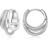 STAYLOVE Small Chunky Gold Hoop Earrings for Women Hypoallergenic 925 Sterling Silver Post Lightweight 14k Gold Plated Thick Hoop Earrings for Women