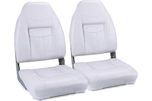 NORTHCAPTAIN S1 Deluxe A Pair of Marine High Back Folding Fishing Boat Seat,Stainless Steel Screws Included,White(2 Seats)