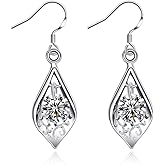 KEETEEN ”Leaf" 925 Sterling Silver Earrings Dangle TearDrop Earrings for Women