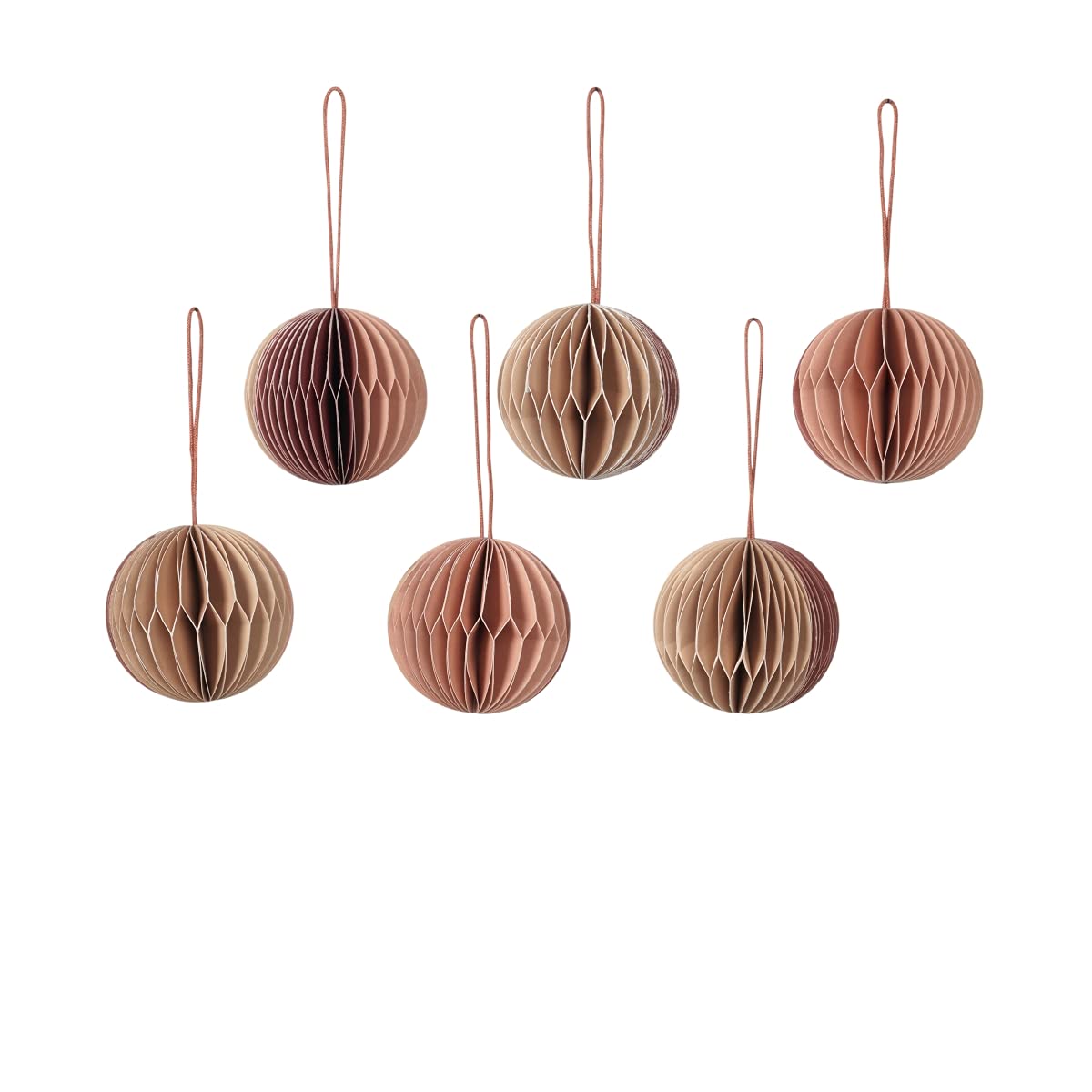 Broste Copenhagen 70080421 Christmas Tree Decorations 6 Pieces Made of Paper in Beige/Pink