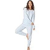 PJ Salvage womens Peachy Jersey Pullover Long-sleeve Top and Pajama Pant 2-piece Set