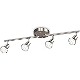 Ascher 4-Light LED Track Lighting Kit, Flexibly Rotatable Light Heads, 4 Way Ceiling Spotlight Matt Nickel Finish, Including 