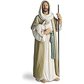 ShineOnAngel Good Shepherd Statue Jesus Holding Lamb 9.5inch Religious Modern Home Decor Figurine Indoor Tabletop Religious Gift