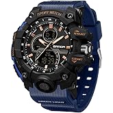 FANMIS Men's Solar Powered Casual Quartz Wrist Watch Analog Digital Multifunctional Black Sports Watch