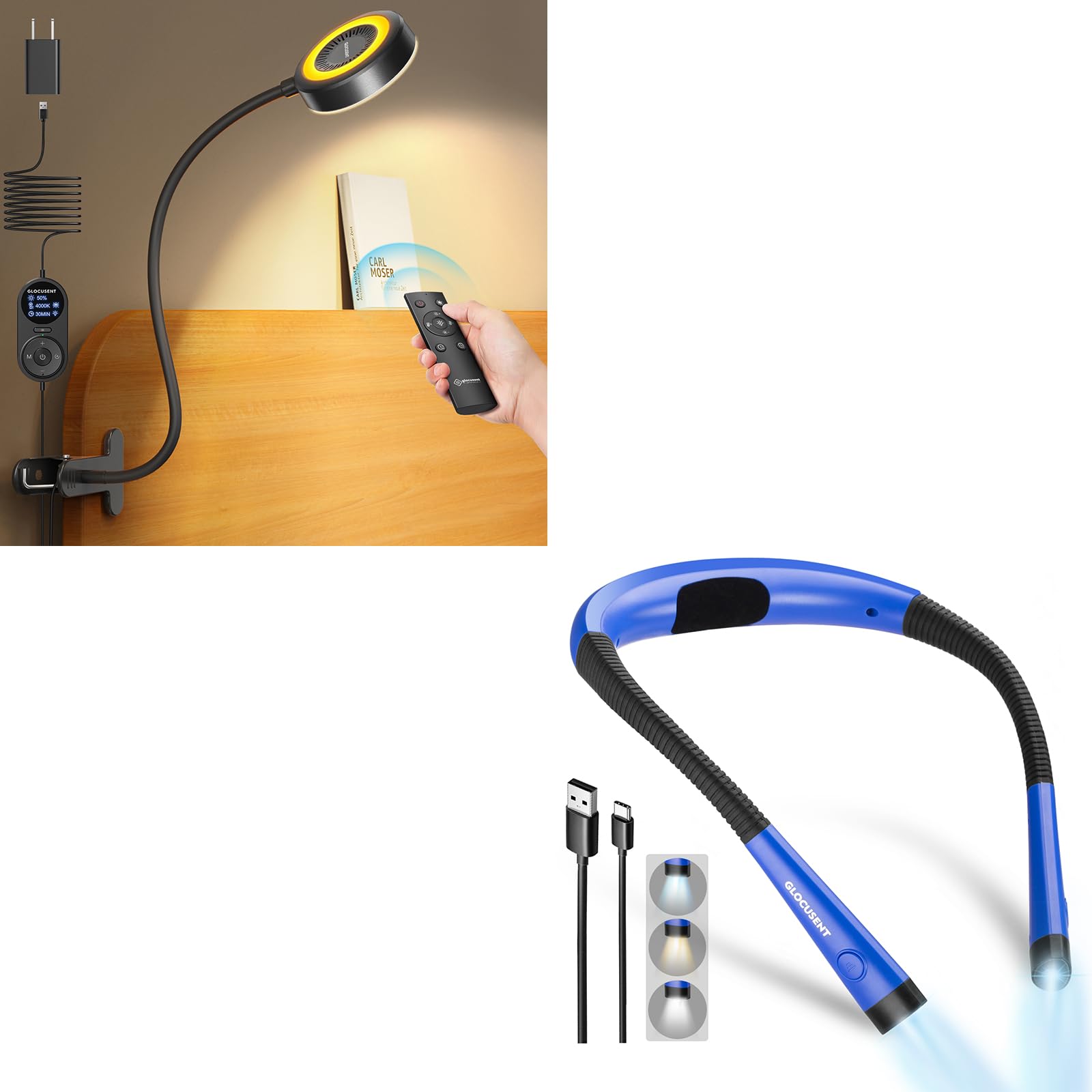 Glocusent Clip on Light & Book Light Neck Light