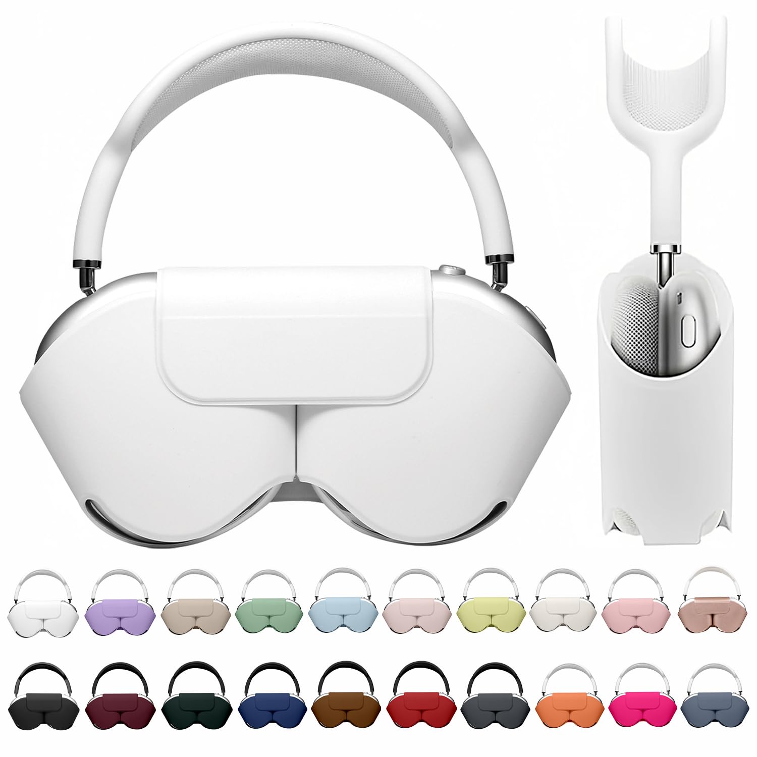 Photo 1 of Maxjoy for Apple Airpods Max Smart Case Cover, Soft PU Leather Protective Cover Accessories for Airpod Max with Sleep Mode, Anti-Dust Travel Carrying Case for Airpods Pro Max Headphones, White