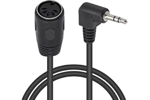 Poyiccot 3.5mm to 5 Pin DIN Cable, 5 Pin DIN Female Plug to 90 Degree 3.5mm(1/8in) TRS Stereo Male Jack Audio Cable MIDI Cable for MIDI Keyboard, B & O Stereo Systems, 5ft